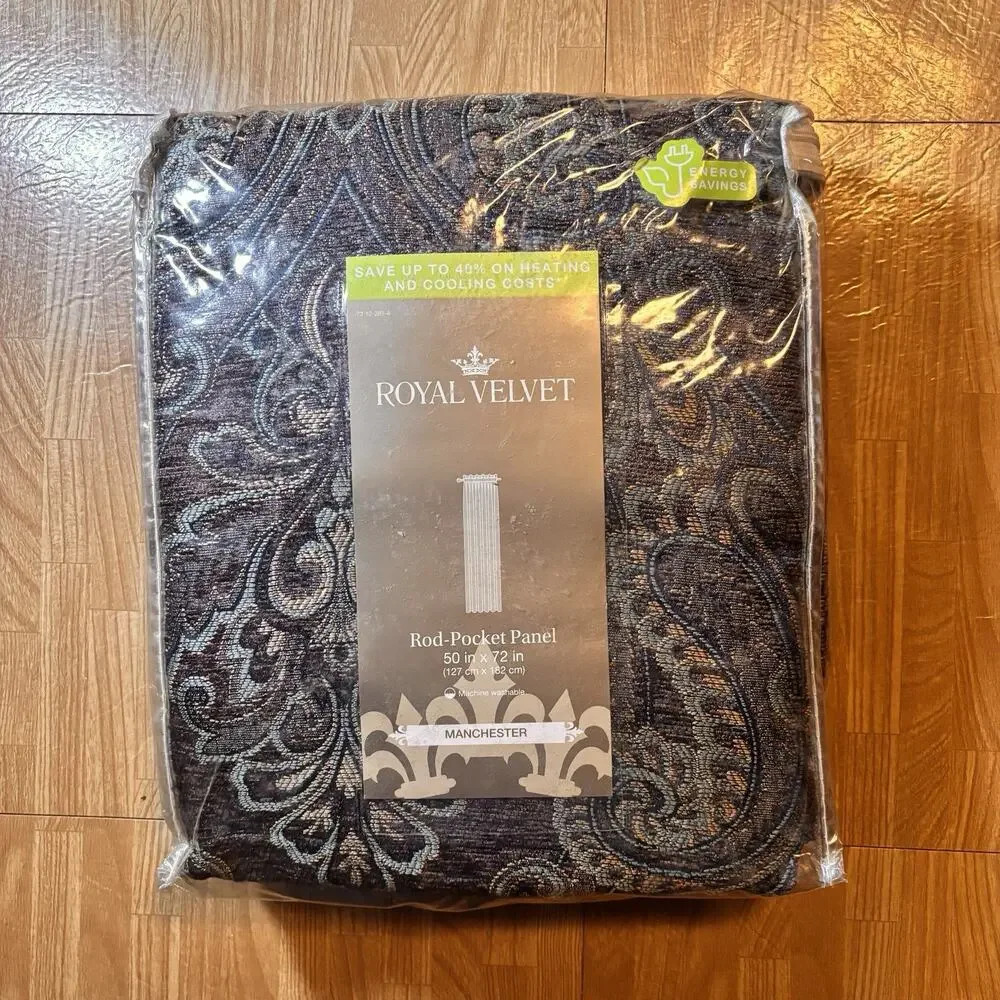 Royal Velvet Manchester Rod Pocket Curtain Panel 50x72 Fine Chocolate Multi
